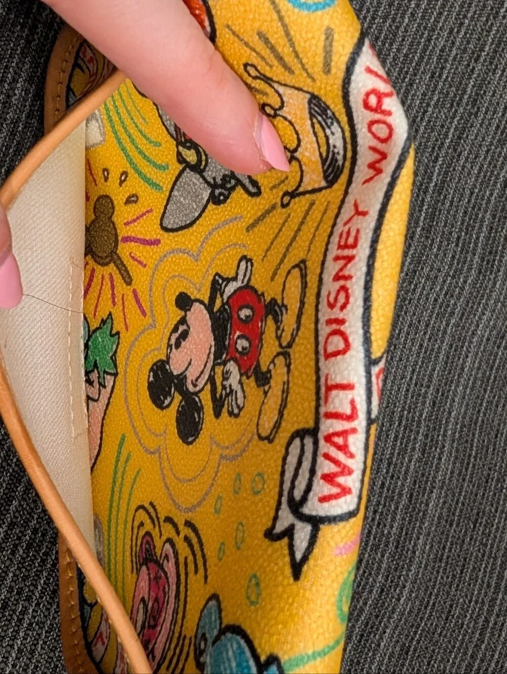 Dooney & Bourke Disney Parks Colored Sketch Yellow Wristlet Retired